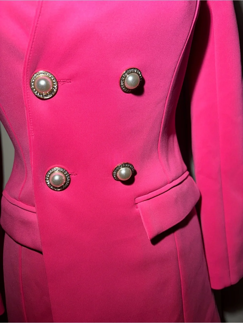 Women's Double-Breasted Fuchsia Blazer Coat